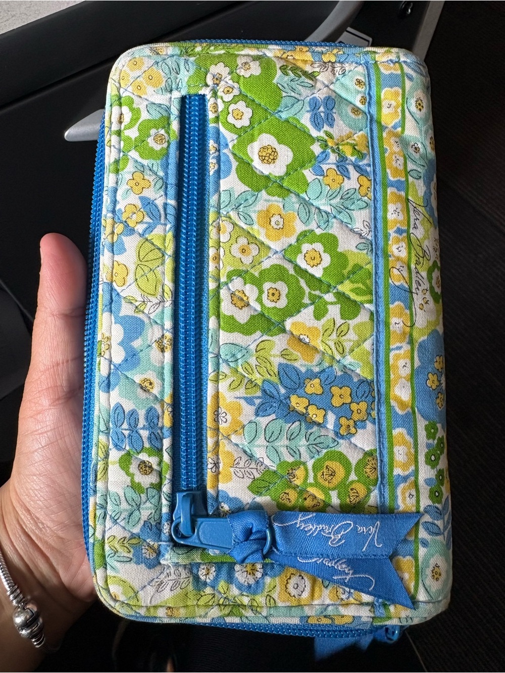 Vera Bradley Blue, Green & Yellow Quilted Floral Zip Wallet - Picture 3 of 9